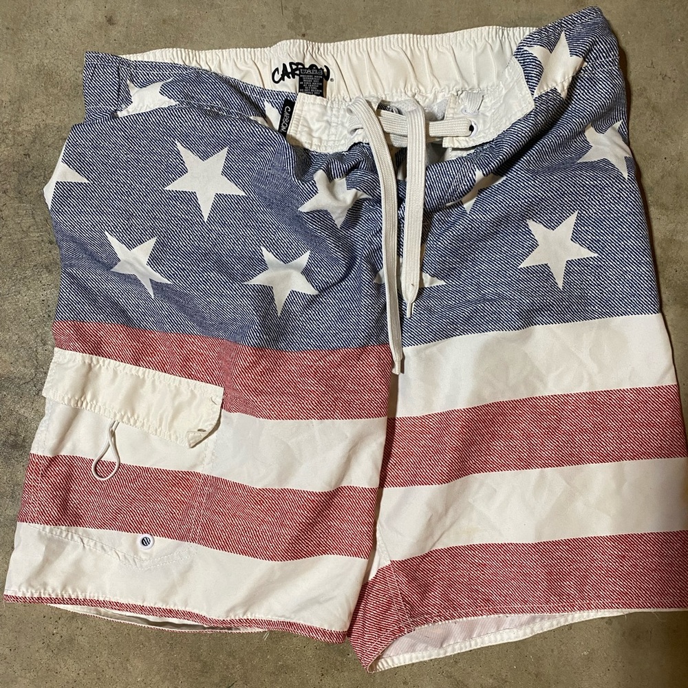 Men’s American Flag swim trunks